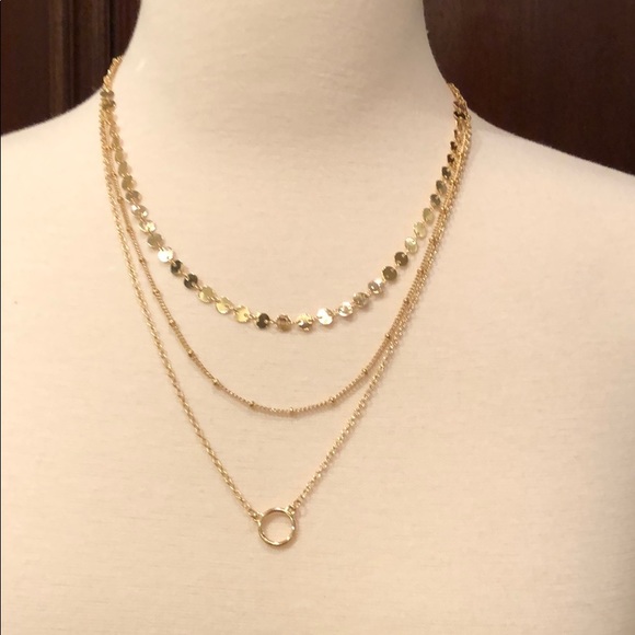 BaubleBar Triple Strand gold necklace - NIB - Picture 4 of 4